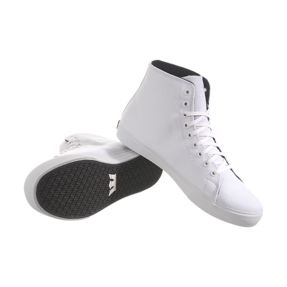 Baskets Montantes Supra Thunder High Blanche White/Canvas Homme | MAM-73149979